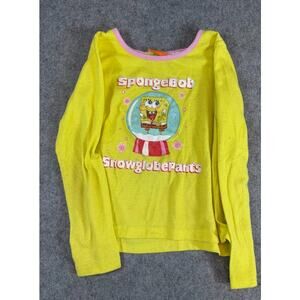 VTG Y2K Nickelodeon SpongeBob SnowglobePants Long Sleeve Shirt Kids M Sleepwear